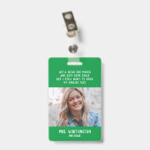 Badge de nom d'enseignant avec photo verte (Arrière avec clip)