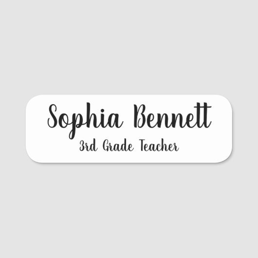 Badge de nom d'enseignant blanc classique (Devant)
