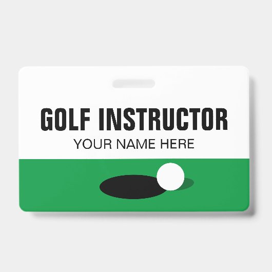 Badge de nom d'instructeur de golf avec pince ou c (Avant)