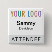 Badge de nom du participant gris avec Carré de log (Devant)