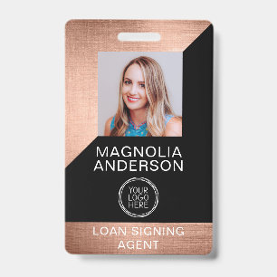 Badge de nom en métal brossé avec photo d'employé