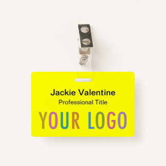 Badge de nom en PVC jaune avec canne à clip ou bob