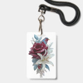 Badge de nom floral Lily Rose Rouge (Avant avec lanière)