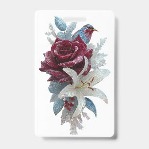 Badge de nom floral Lily Rose Rouge