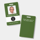 Badge de nom Forest Green avec photo d'identité (Avant & arrière)