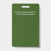 Badge de nom Forest Green avec photo d'identité (Arrière)