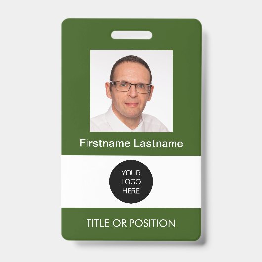 Badge de nom Forest Green avec photo d'identité (Avant)