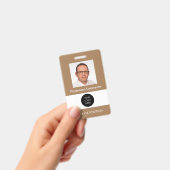 Badge de nom marron clair avec photo d'identité (Manuel / portable)