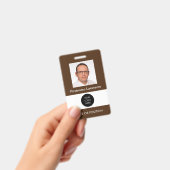 Badge de nom marron foncé avec photo (Manuel / portable)