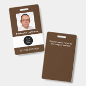 Badge de nom marron foncé avec photo (Avant & arrière)
