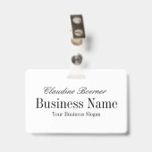 Badge de nom noir ou blanc réversible artisanat (Arrière avec clip)