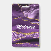 Badge de nom personnalisé Agate Violet Violet Or P (Arrière)