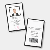 Badge de nom personnalisé avec code-barres et logo (Avant & arrière)