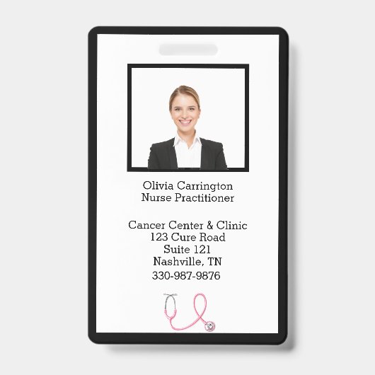 Badge de nom personnalisé avec code-barres et logo (Avant)