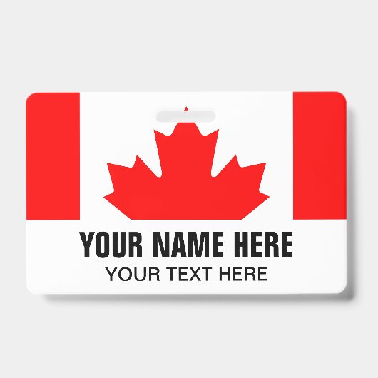 badge de nom personnalisé avec drapeau canadien (Avant)