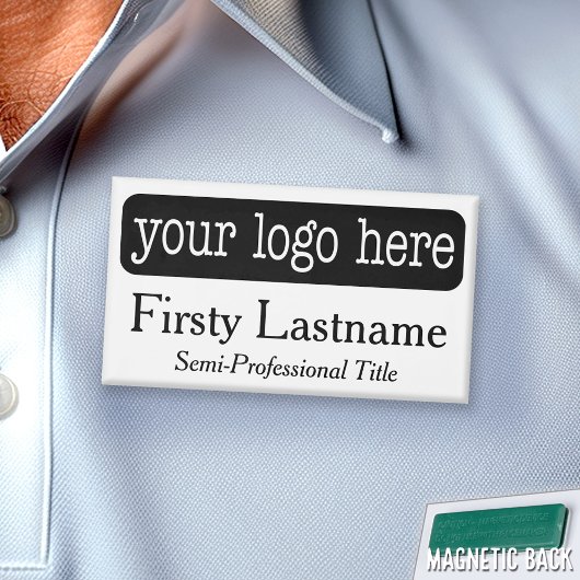 Badge de nom personnalisé avec logo horizontal - v