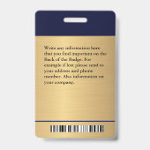 Badge de nom personnalisé avec photo et code-barre (Arrière)