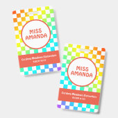 Badge de nom personnalisé pour enseignant damier (Avant & arrière)