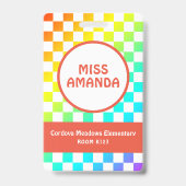 Badge de nom personnalisé pour enseignant damier (Avant)