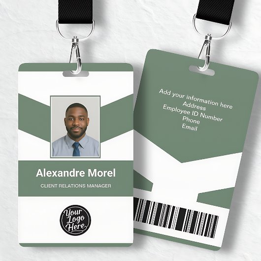 Badge de nom professionnel Chevron vert minimalist