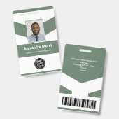 Badge de nom professionnel Chevron vert minimalist (Avant & arrière)