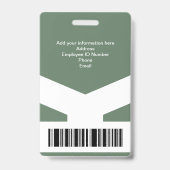 Badge de nom professionnel Chevron vert minimalist (Arrière)