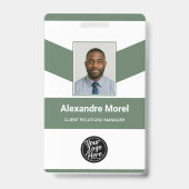 Badge de nom professionnel Chevron vert minimalist (Avant)