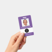 Badge de nom violet avec photo d'identité (Manuel / portable)