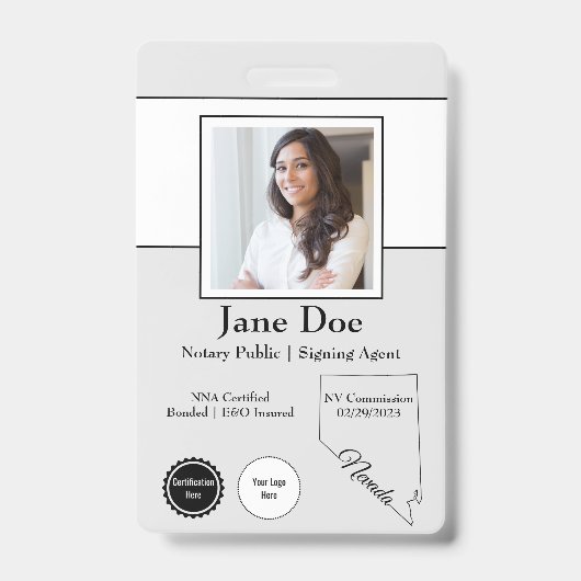 Badge de notaire public de l'État du Nevada avec c (Avant)