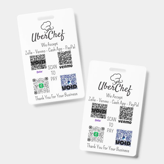 Badge de paiement sans contact à code QR multiple  (Avant & arrière)