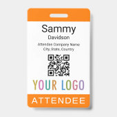 Badge de participant à l'événement Orange Code QR  (Avant)
