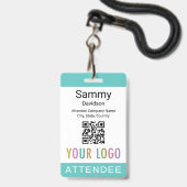 Badge de participant à un événement Code QR Logo B (Avant avec lanière)