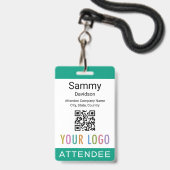 Badge de participant à un événement Code QR Logo V (Avant avec lanière)