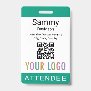 Badge de participant à un événement Code QR Logo V