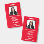 Badge de participant au séminaire rouge et blanc v (Avant & arrière)