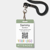 Badge de participant avec QR Code et logo d'entrep (Avant avec lanière)