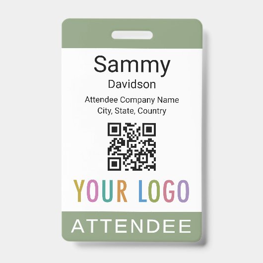Badge de participant avec QR Code et logo d'entrep (Avant)