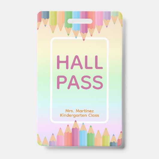 Badge de passage arc-en-ciel pastel pour enseignan (Avant)