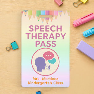 Badge de passage pour l'orthophonie Pastel Rainbow