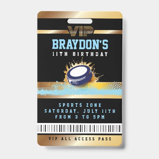 Badge de passe d'accès tout compris VIP Hockey Gol (Avant)