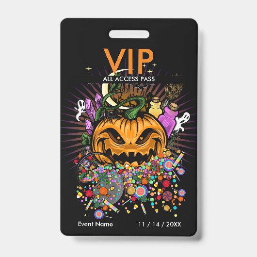 Badge de passe d'accès VIP pour l'événement Hallow (Avant)