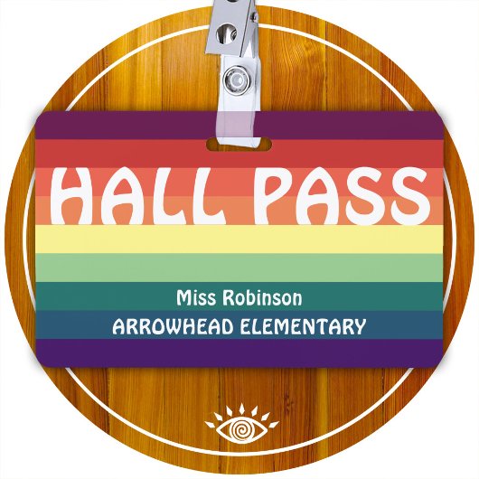 Badge de passe Rainbow Stripes Hall pour les ensei
