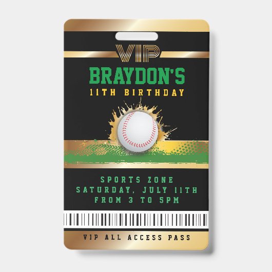 Badge de passe VIP Baseball ALL ACCESS Or (Avant)