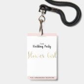Badge de passe VIP de mariage Fleuriste Or (Avant avec lanière)