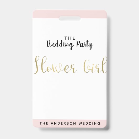 Badge de passe VIP de mariage Fleuriste Or (Avant)