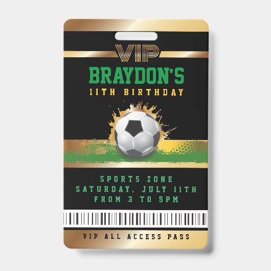 Badge de passe VIP SOCCER ALL ACCESS Or (Avant)