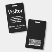 Badge de passe visiteur design vertical noir et bl (Avant & arrière)