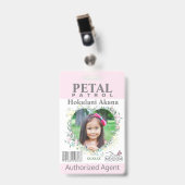 Badge de patrouille de pétale de fille de fleur bl (Avant avec clip)