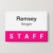 Badge de personnel rose chaud 3,5 pouces Nom Balis (Recto)