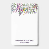 Badge de photo avec nom d'enseignant Fleurs sauvag (Arrière)